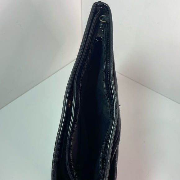 Retro 80’s Bag Bazaar Black Patent Leather Compartment Large Clutch Bag - Picture 8 of 14